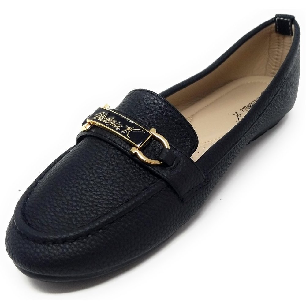 Women's Loafer Buckle Slip On Flats, BT-3039 Black - Picture 3 of 5